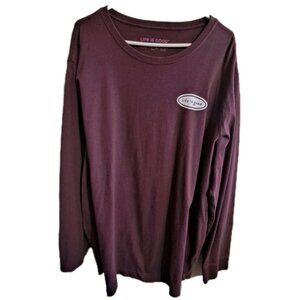 Life is Good Crusher Men's XXL Burgundy Long Sleeve T-Shirt Casual Beach